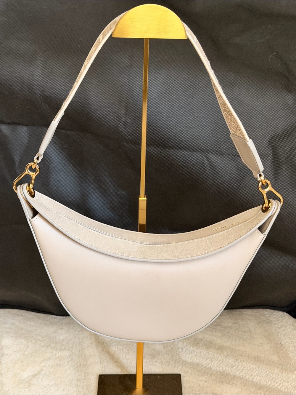 Loewe Luna Small Leather Hobo Bag in Light Taupe/Beige